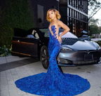 Sparkly Royal Blue Mermaid Long Prom Dress With Train Sexy Evening Dresses Y4122 by simplepromdress