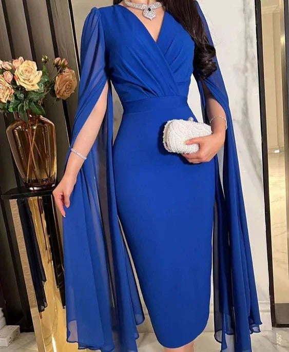 Modest Royal Blue Sheath Short Evening Dress Royal Blue Party Gown Y6734 by simplepromdress