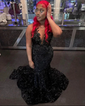 Black Sequins Mermaid Evening Dress Black Evening Gown Y6123 by simplepromdress