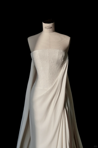 Simple Strapless Satin Lace Sheath Long Prom Dress White Evening Dress Y8689