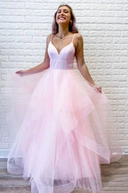 Inspired Prom Dress Ballgown Ruffles Pink Formal Gowns SYP39 by vivymakudress