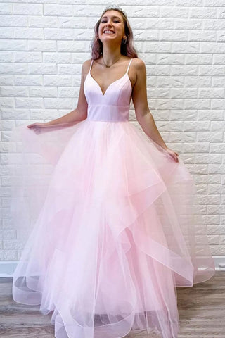 Vestido de fiesta inspirado en el vestido de gala con volantes, vestidos formales rosas SYP39