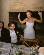 Luxury White Sparkle Sequined Bead Embellished Tube Sheath Wedding Dress SW730
