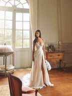 Strapless Ruched Wedding Dresses with High Leg Slit SW242