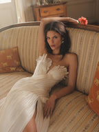 Strapless Ruched Wedding Dresses with High Leg Slit SW242