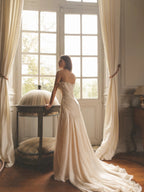 Strapless Ruched Wedding Dresses with High Leg Slit SW242