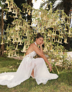 Romantic Halter Neck 3D Floral Lace Sheer Slit Wedding Dress SW739