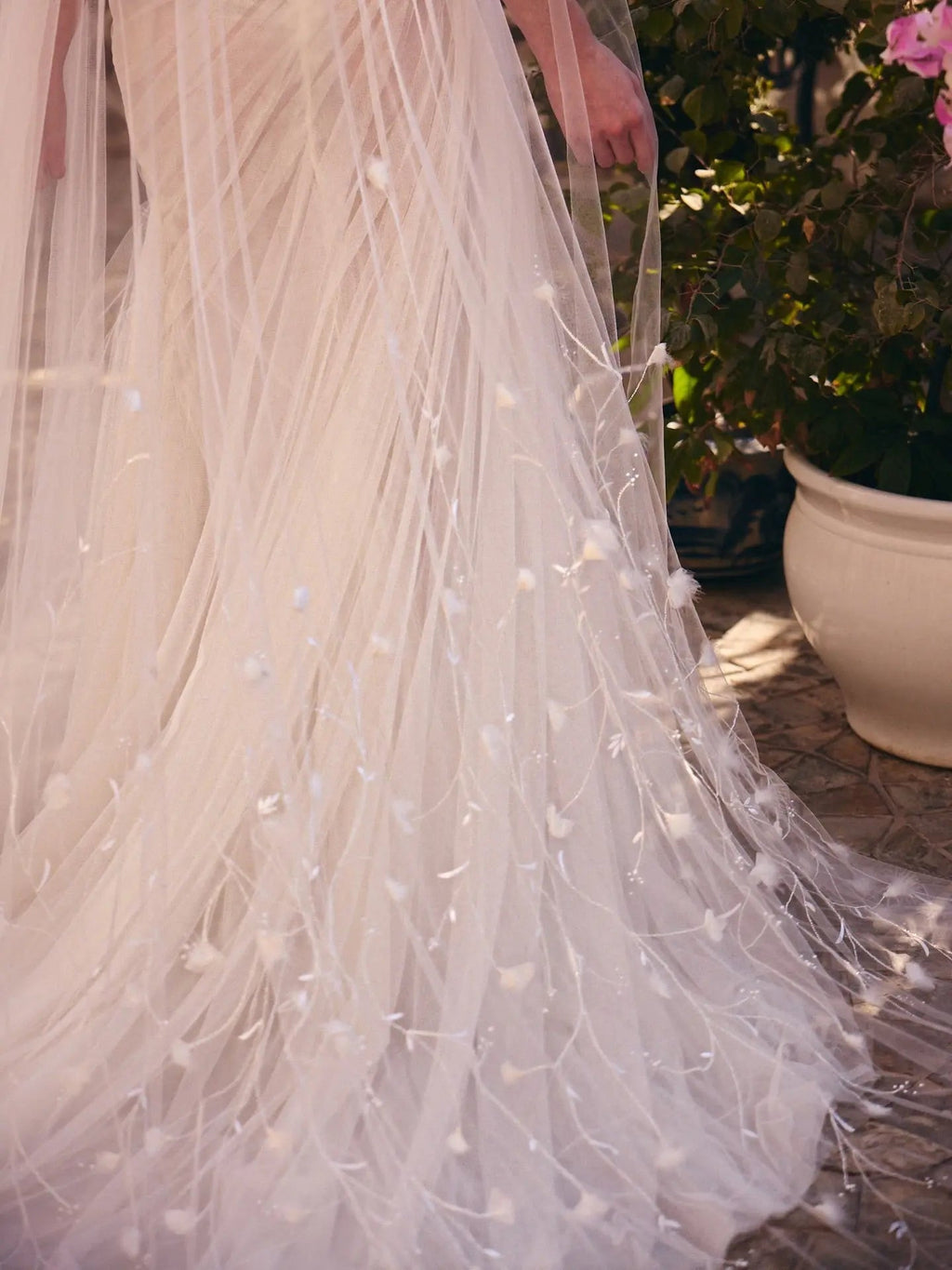 Elegant Off-the-Shoulder Ruched 3D Floral Wedding Dress with Veil SW233