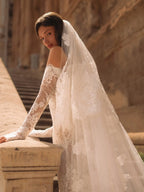 Elegant Ivory Sweetheart Neckline Sheer Lace Mermaid Wedding Dress with Veil SW171