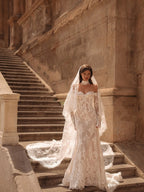Elegant Ivory Sweetheart Neckline Sheer Lace Mermaid Wedding Dress with Veil SW171