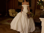Elegant Ivory Strapless Ruched Satin Ball Gown Wedding Dress SW234