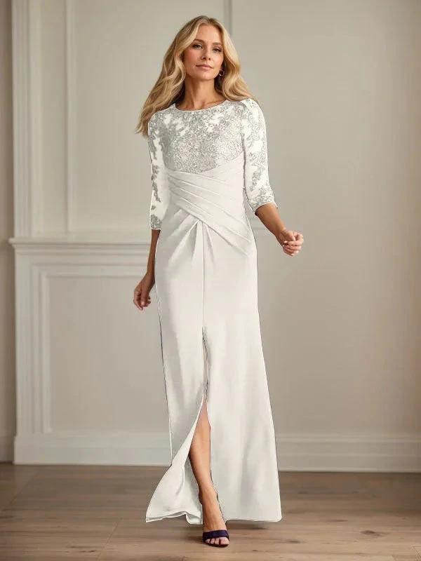 Plum Sheath Lace Stretch Crepe Mother of the Bride Dress by Dreamylily