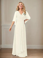 A-Line V-Neck Long Sequins Chiffon Mother Dress by Dreamylily