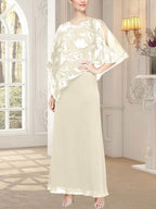 Long Glitter Mesh Dress with Novelty Asymmetric Overlay Bodice