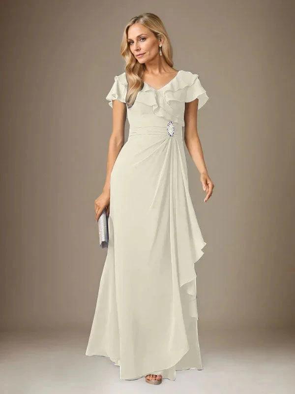 Stormy A-Line V-Neck Ruched Chiffon Dress by Dreamylily