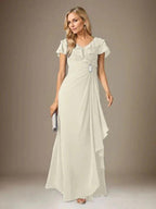 Stormy A-Line V-Neck Ruched Chiffon Dress by Dreamylily