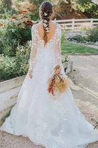 Ivory Lace Rustic Wedding Dresses Boho Wedding Dresses WD716 by pgmdress