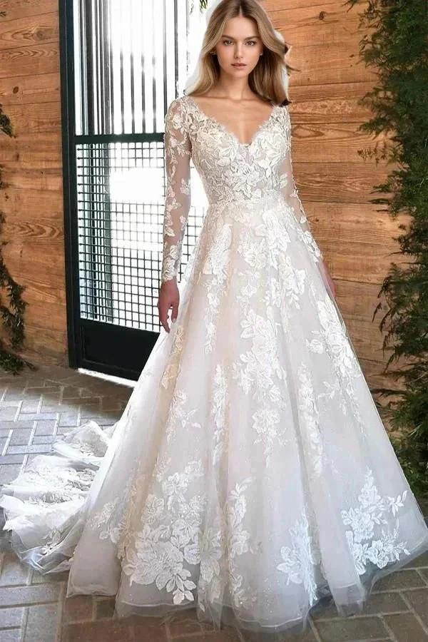 Ivory Lace Rustic Wedding Dresses Boho Wedding Dresses WD716 by pgmdress