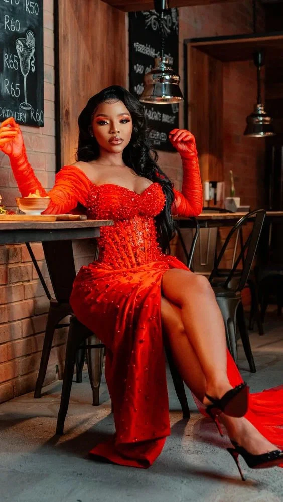 Sexy Red Evening Dress With Slit Gala Dress Y6630 by simplepromdress