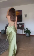 Simple Green Spaghetti Straps High Slit A Line Evening Dress Backless Prom Dress Y8433 by simplepromdress