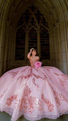 Vestido de quinceañera con lentejuelas y escote corazón, vestido de fiesta para dulces 16 Y2268