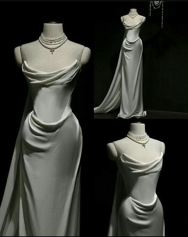 Vestido de novia de satén blanco, elegante, sin tirantes, estilo sirena, vestido de fiesta Y7833