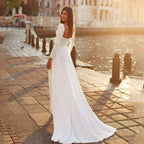 Satin Wedding Dresses For Bride With Long Sleeves Simple Sexy Bridal Gowns Sweetheart A Line Button Robe De Mariee by payinti