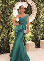 Elegant Green One Shoulder Mermaid Evening Dress Y7088 by simplepromdress