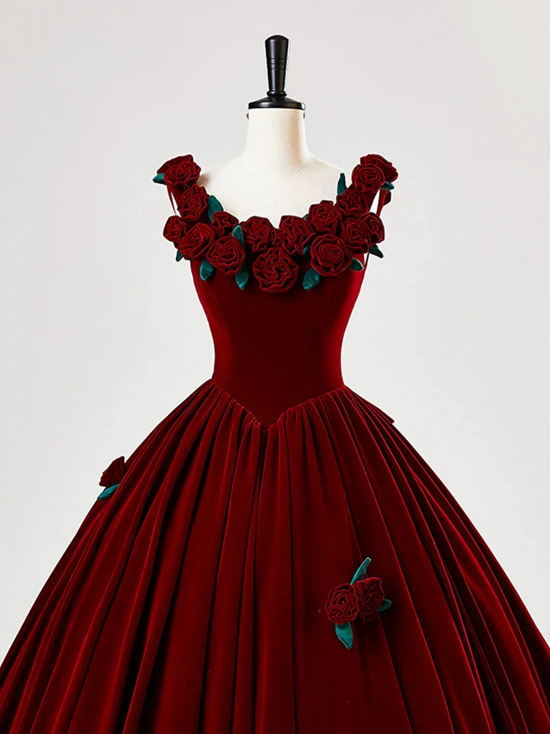 Beautiful Burgundy Velvet Quinceanera Dress Birthday Ball Gown With Rose Flowers Y7750 by simplepromdress