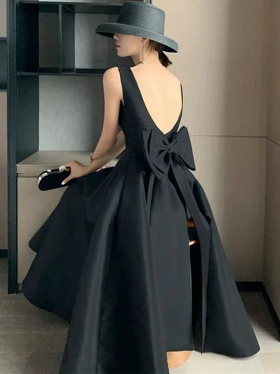 Elegant Black Prom Birthday Ball Gown Backless Big Bow-tie Evening Guest Long Party Summer Dresses Y5790 by simplepromdress