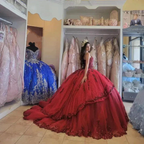 Red New Quinceanera Dresses Sequin Beading Appliques Sweetheart Formal Party Princess Ball Gowns Vestidos Y4257 by simplepromdress