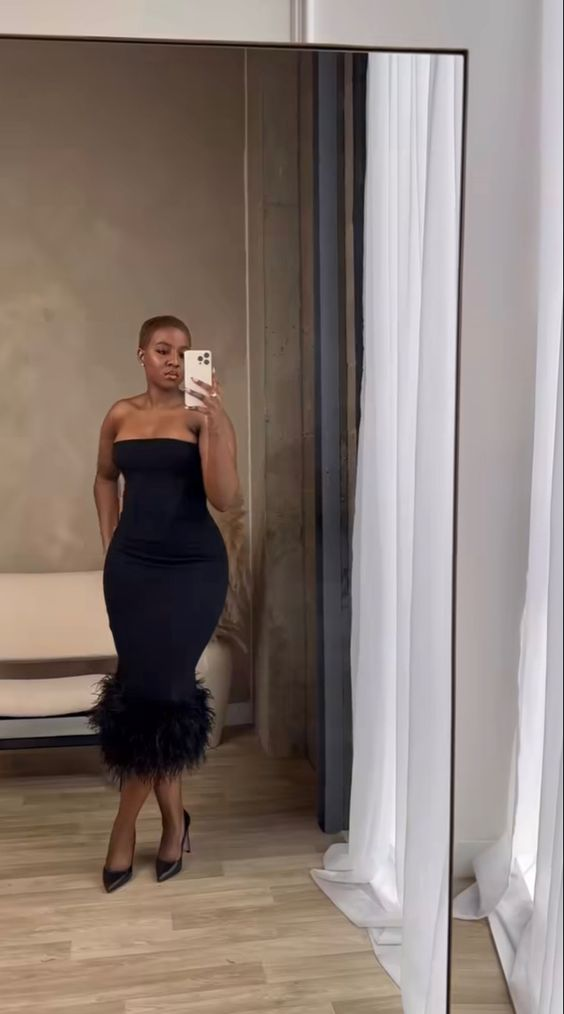 Sexy Black Strapless Bodycon Dress Black Evening Dress Y7094 Hover Image