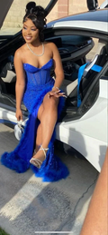 Glitter Royal Blue Long Prom Dress,Royal Blue Evening Dress Y4139 by simplepromdress