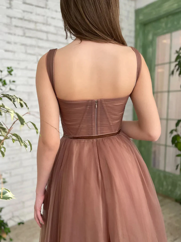 Brown Tea Length Prom Dresses Tea Length Brown Formal Homecoming Dresses Y228