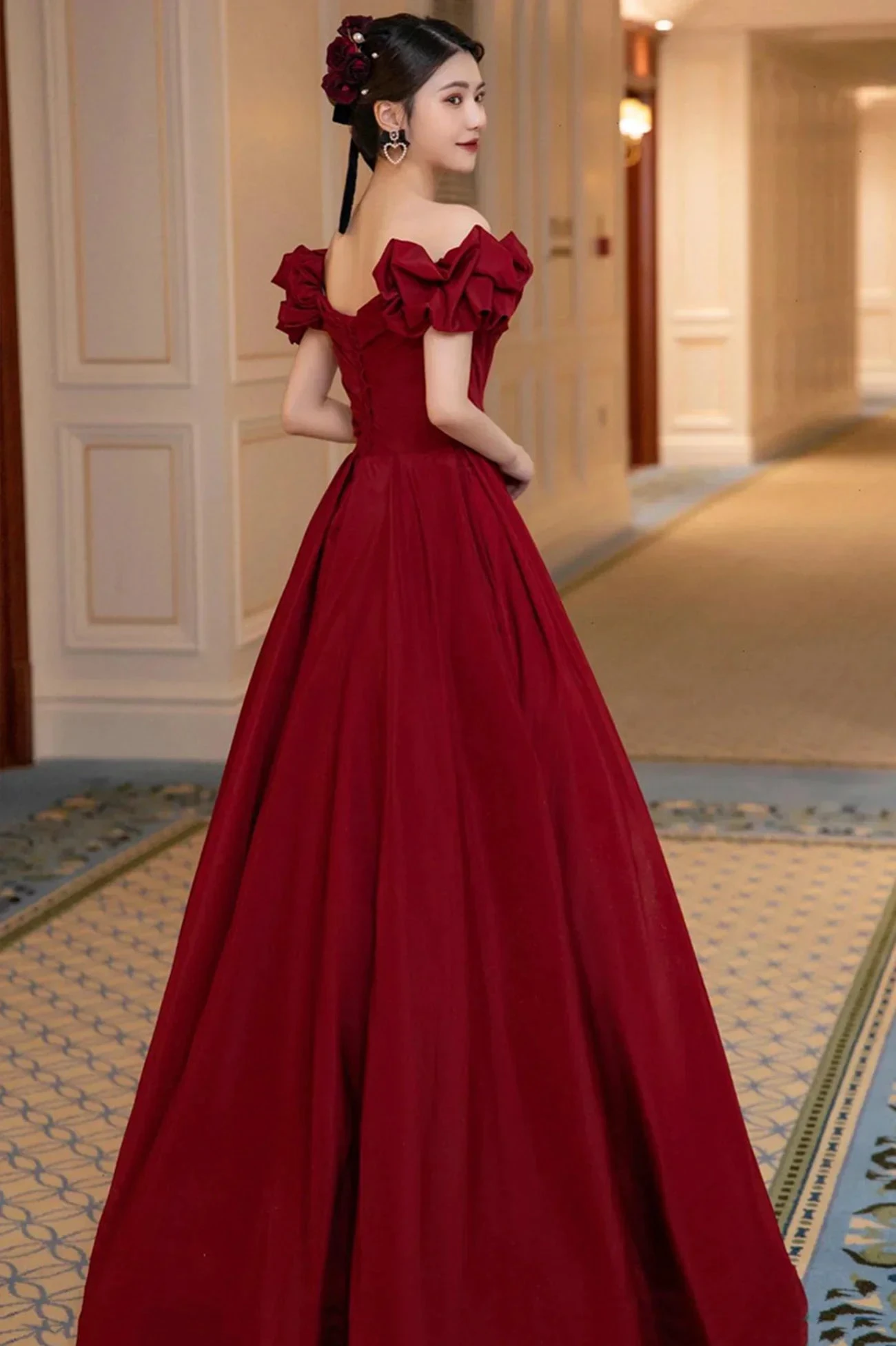 Burgundy Satin Long Prom Dress, A-Line Evening Dress Y1658 by simplepromdress