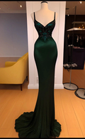 Glamorous Emerald Green Sheath/Column Evening Dress with Train Pageant Dress Y4303 by simplepromdress