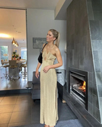 Sheath/Column Halter Neckline Long Prom Dress Evening Gown Y2816 by simplepromdress