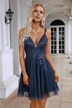 Ladies V Neck Embroidery Super Short Bridesmaid Evening Dress Prom Wedding Party Beach Evening Dress 28101 by numbersea