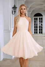 Women's Halter Neck Chiffon Fluffy Bridesmaid Evening Dress Wedding Party Beach Evening Dress 28104 by numbersea