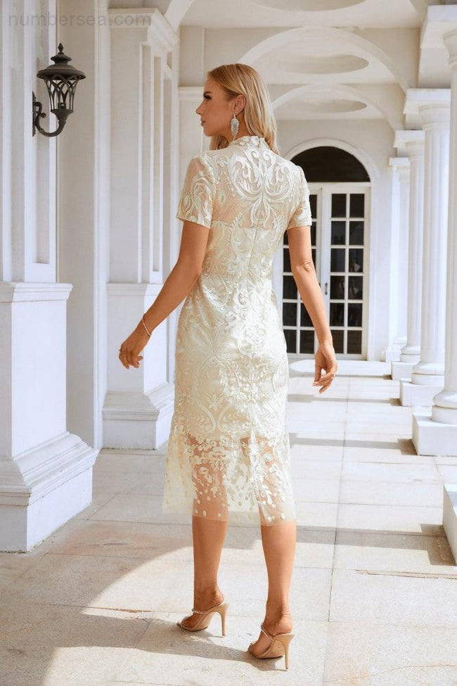 Ladies embroidery short-sleeved Chinese style short evening dress party wedding shopping evening dress SY28105 Main Image