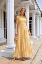 Ladies Lace Chiffon Round Neck Sleeveless Floor Length Bridesmaid Prom Evening Dress Wedding Party Beach 28106 by numbersea