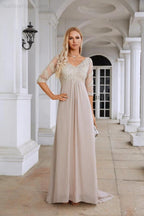 Women Chiffon V Neck Long Half Sleeves Mother of Bride Dress Wedding Wedding Party SY28108 by numbersea