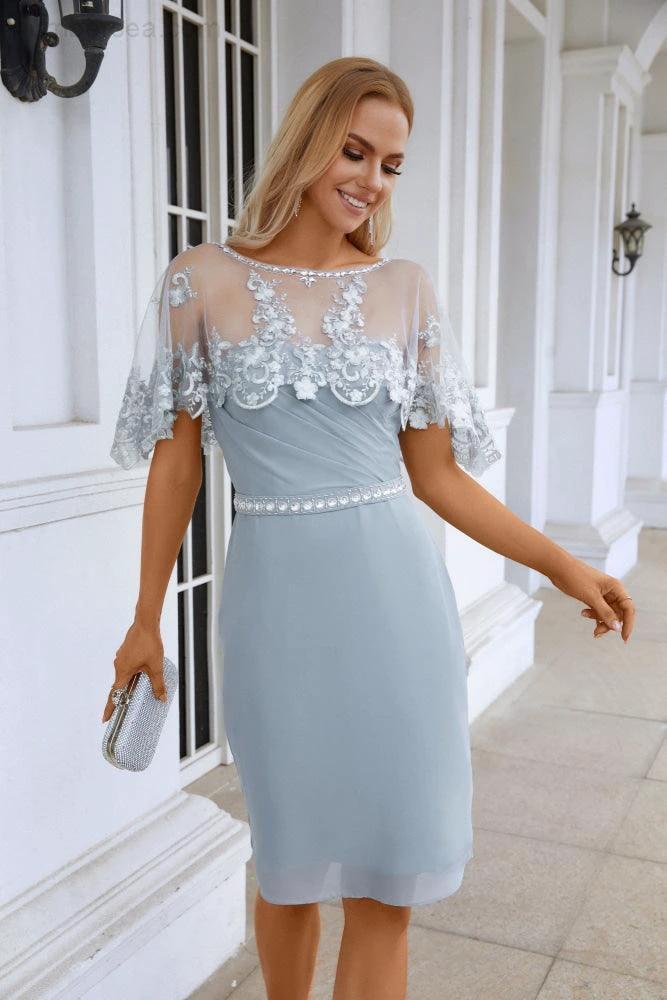 Ladies Chiffon Shawl Minimalist Lace Bridesmaid Evening Dresses Wedding Party Evening Dresses 28113 by numbersea