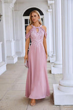 Ladies Chiffon Embroidery Flying Sleeves Mopping Long Bridesmaid Evening Dress Prom Wedding Party Evening Dress 28119 by numbersea