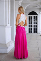 Women's Halter Neck Sleeveless Chiffon Lace Bridesmaid Evening Dress Wedding Prom Party Evening Dress 28120 by numbersea