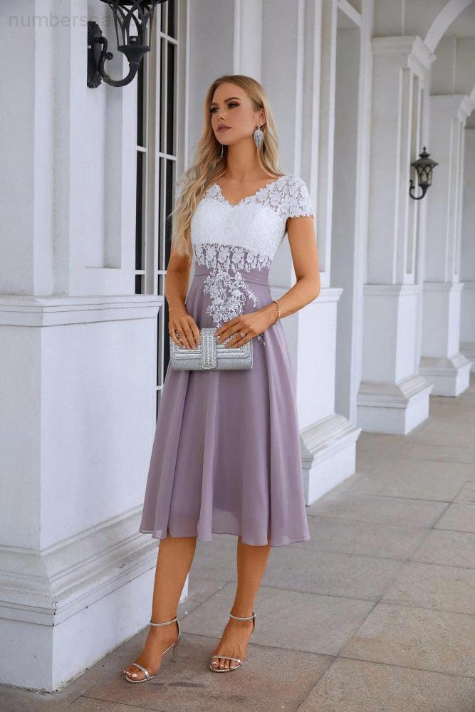 Lace Chiffon Lace Bridesmaid Dress Prom Dress PartyGown 28120 by numbersea