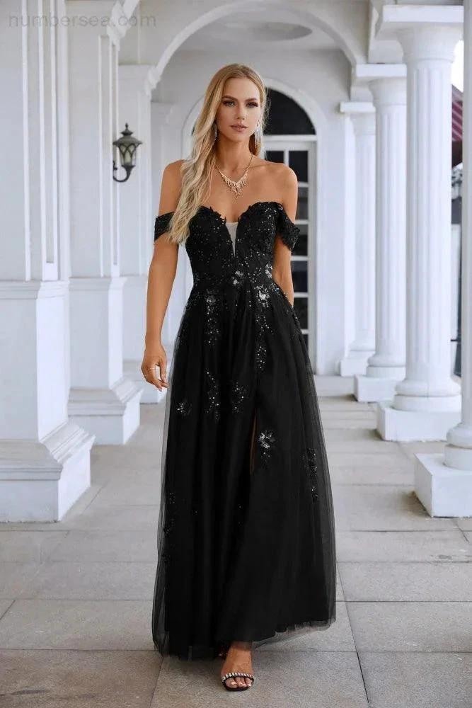 Ladies Chiffon V Neck Hanging Sleeves Tulle Embroidery Floor Length Bridesmaid Evening Dress Prom Party Wedding Evening Dress 28127 by numbersea