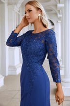 Women's Chiffon V Neck Embroidery Long Sleeve Front Slit Bridesmaid Dresses Wedding Party Prom Evening Dress SY28130 by numbersea