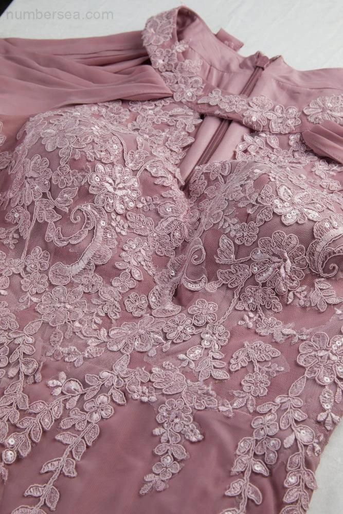 Ladies Chiffon Embroidery Flying Sleeves Mopping Long Bridesmaid Evening Dress Prom Wedding Party Evening Dress 28119 by numbersea