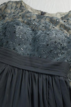 Ladies Round Neck Long Sleeve Lace Chiffon Bridesmaid Evening Dress Prom Wedding Evening Dress SY28114